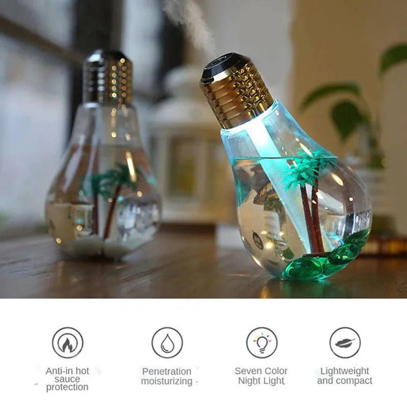 Mute Small USB Bulb Humidifier Desktop Colorful Night Light Air Humidifier Car Mini Usb Aromatherapy Machine Atomizer Diffuser